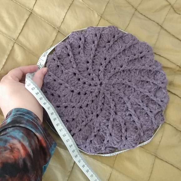 Women's Small Lavender Handmade Crocheted Spiral Beret - Picture 4 of 8